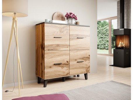 Chest of drawers LOTTA 110 (4D) woatan oak/black DIOMMI CAMA-LOTTA-KOMODA-110-4D-DWO/CZ