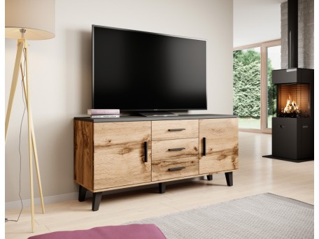 Chest of drawers LOTTA 150 (2D3S) wotan oak/black DIOMMI CAMA-LOTTA-KOMODA-150-2D3S-DWO/CZ