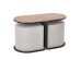 PAMPA, coffee table with pouffes, top: walnut, legs: black, pouffe: grey DIOMMI V-CH-PAMPA-LAW