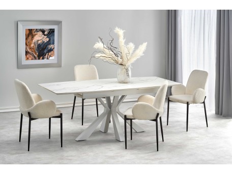 VIVALDI extension table white marble, leg white DIOMMI V-CH-VIVALDI-ST