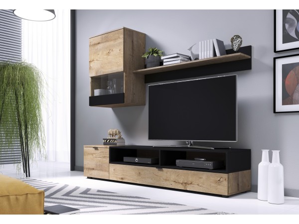 SNAP, wall set color: lefkas oak / black matt DIOMMI V-PL-SNAP-LEFKAS