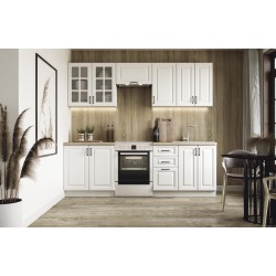 Κουζίνα ELIZABETH 240 , color: front - white matt, body – white, worktop – sonoma oak DIOMMI V-UA-ELIZABETH_240-BIAŁY