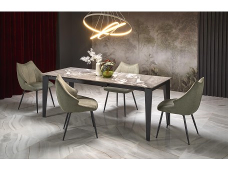 FELIX extension table, grey marble / black