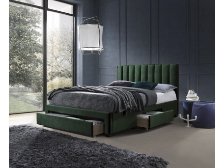 GRACE bed with drawers, color: dark green