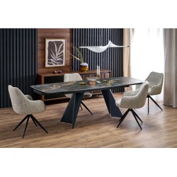 ARMANI extension table, black marble / black