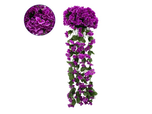 78051 Τεχνητό Κρεμαστό Φυτό Διακοσμητικών Λουλουδιών με Βιολετί Φλόξ M30 x Υ80 x Π30cm