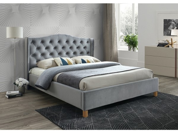 Επενδυμένο κρεβάτι Aspen 160x200 με Βελούδο σε χρώμα Γκρι DIOMMI ASPENV160SZD