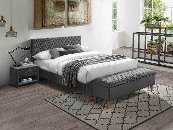 Επενδυμένο κρεβάτι Azurro 160x200  με Βελούδο σε χρώμα Γκρι DIOMMI AZURROV160SZD