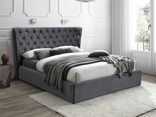 Επενδυμένο κρεβάτι Carven 160x200 με Βελούδο σε χρώμα Γκρι DIOMMI CARVENV160SZ