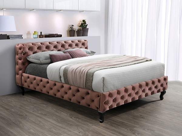 Επενδυμένο κρεβάτι Herrera 160х200 με βελούδο σε χρομα Ροζ DIOMMI HERRERAV160RW