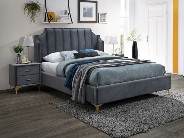 Επενδυμένο κρεβάτι Monaco 160x200 με Βελούδο σε χρώμα Γκρι DIOMMI MONAKOV160SZZL
