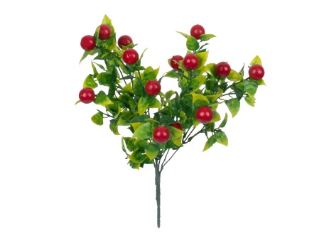 BUTCHERS BROOM 78268 Τεχνητό Φυτό Ρούσκος - Μπουκέτο Διακοσμητικών Φυτών - Κλαδιών με Φύλλωμα Πράσινο - Κόκκινο - Κίτρινο Υ30cm