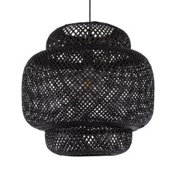 GLOBOSTAR® MALDIVES 00579 Boho Κρεμαστό Φωτιστικό Οροφής με Ντουί 1 x E27 AC 220-240V IP20 - Μαύρο - Μ56 x Π56 x Y54cm
