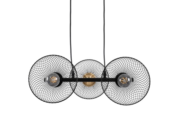 GLOBOSTAR® VERONA 00586 Μοντέρνο Κρεμαστό Φωτιστικό Οροφής με Ντουί 3 x E27 AC 220-240V IP20 - Μαύρο & Χρυσό - Μ50 x Π28 x Υ20cm