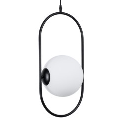 GLOBOSTAR® HAMBURG 00591 Μοντέρνο Κρεμαστό Φωτιστικό Οροφής με Ντουί 1 x E14 AC 220-240V IP20 - Μαύρο & Λευκό - Μ25 x Π20 x Υ50cm
