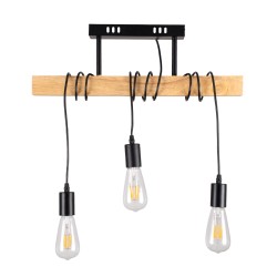 GLOBOSTAR® JOLLY 00605 Vintage Κρεμαστό Φωτιστικό Οροφής με Ντουί 3 x E27 AC 220-240V IP20 - Μαύρο & Μπεζ - Μ55 x Π6 x Υ115cm