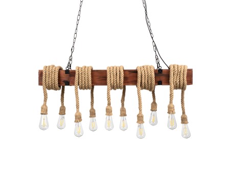 GLOBOSTAR® VIKING 00607 Vintage Κρεμαστό Φωτιστικό Οροφής με Ντουί 10 x E27 AC 220-240V IP20 - Καφε & Μπεζ - Μ108 x Π11 x Υ220cm