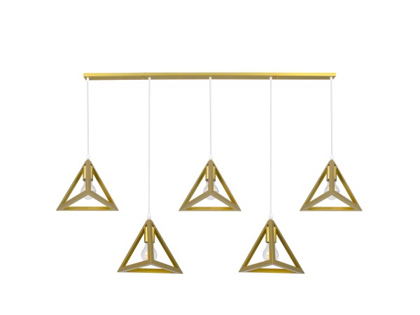 GLOBOSTAR® TRIANGLE 00610 Μοντέρνο Κρεμαστό Φωτιστικό Οροφής με Ντουί 5 x E27 AC 220-240V IP20 - Χρυσό - Μ170 x Π22 x Y130cm GLOBOSTAR® TRIANGLE 00610 Μοντέρνο Κρεμαστό Φωτιστικό Οροφής με Ντουί 5 x E27 AC 220-240V IP20 - Χρυσό - Μ170 x Π22 x Y130cm