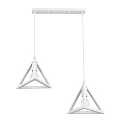 GLOBOSTAR® TRIANGLE 00612 Μοντέρνο Κρεμαστό Φωτιστικό Οροφής με Ντουί 2 x E27 AC 220-240V IP20 - Λευκό - Μ60 x Π22 x Y130cm