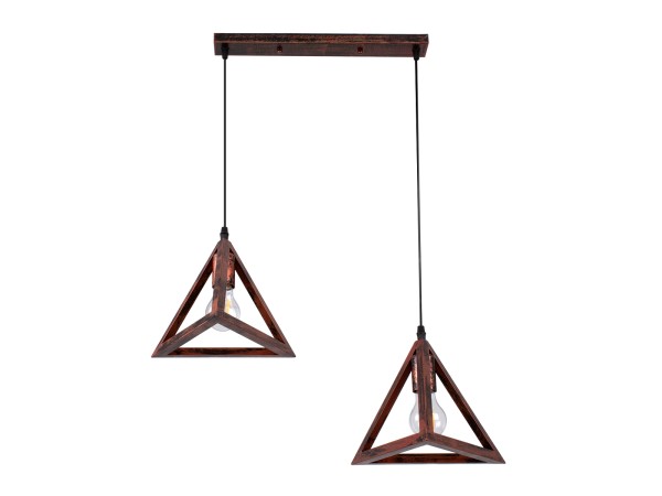 GLOBOSTAR® TRIANGLE 00613 Μοντέρνο Κρεμαστό Φωτιστικό Οροφής με Ντουί 2 x E27 AC 220-240V IP20 - Χάλκινο - Μ60 x Π22 x Y130cm