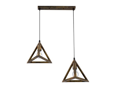 GLOBOSTAR® TRIANGLE 00614 Μοντέρνο Κρεμαστό Φωτιστικό Οροφής με Ντουί 2 x E27 AC 220-240V IP20 - Μπρούτζινο - Μ60 x Π22 x Y130cm