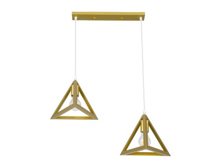GLOBOSTAR® TRIANGLE 00615 Μοντέρνο Κρεμαστό Φωτιστικό Οροφής με Ντουί 2 x E27 AC 220-240V IP20 - Χρυσό - Μ60 x Π22 x Y130cm