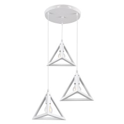 GLOBOSTAR® TRIANGLE 00617 Μοντέρνο Κρεμαστό Φωτιστικό Οροφής με Ντουί 3 x E27 AC 220-240V IP20 - Λευκό - Μ49 x Π49 x Y130cm