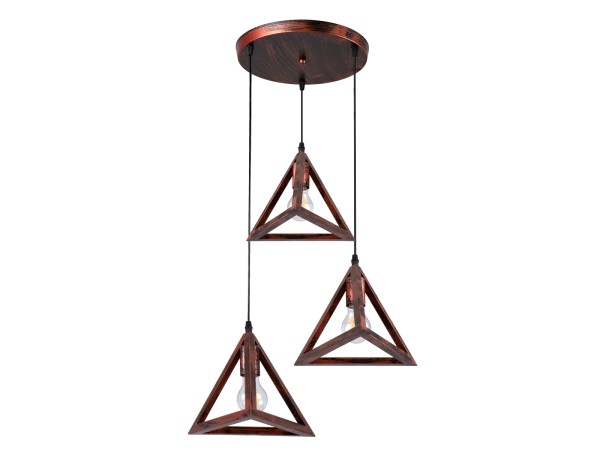 GLOBOSTAR® TRIANGLE 00618 Μοντέρνο Κρεμαστό Φωτιστικό Οροφής με Ντουί 3 x E27 AC 220-240V IP20 - Χάλκινο - Μ49 x Π49 x Y130cm GLOBOSTAR® TRIANGLE 00618 Μοντέρνο Κρεμαστό Φωτιστικό Οροφής με Ντουί 3 x E27 AC 220-240V IP20 - Χάλκινο - Μ49 x Π49 x Y130cm
