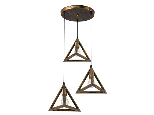 GLOBOSTAR® TRIANGLE 00619 Μοντέρνο Κρεμαστό Φωτιστικό Οροφής με Ντουί 3 x E27 AC 220-240V IP20 - Μπρούτζινο - Μ49 x Π49 x Y130cm GLOBOSTAR® TRIANGLE 00619 Μοντέρνο Κρεμαστό Φωτιστικό Οροφής με Ντουί 3 x E27 AC 220-240V IP20 - Μπρούτζινο - Μ49 x Π49 x Y130cm