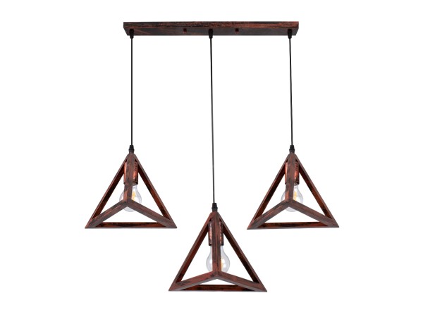 GLOBOSTAR® TRIANGLE 00623 Μοντέρνο Κρεμαστό Φωτιστικό Οροφής με Ντουί 3 x E27 AC 220-240V IP20 - Χάλκινο - Μ70 x Π22 x Y130cm GLOBOSTAR® TRIANGLE 00623 Μοντέρνο Κρεμαστό Φωτιστικό Οροφής με Ντουί 3 x E27 AC 220-240V IP20 - Χάλκινο - Μ70 x Π22 x Y130cm