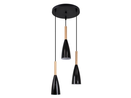 GLOBOSTAR® DILLON 00626 Μοντέρνο Κρεμαστό Φωτιστικό Οροφής με Ντουί 3 x E27 AC 220-240V IP20 - Μαύρο & Μπεζ - Μ26 x Π26 x Υ130cm