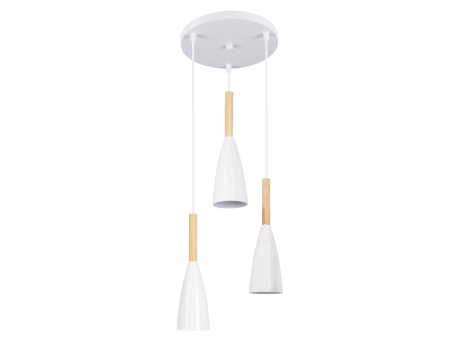 GLOBOSTAR® DILLON 00627 Μοντέρνο Κρεμαστό Φωτιστικό Οροφής με Ντουί 3 x E27 AC 220-240V IP20 - Λευκό & Μπεζ - Μ26 x Π26 x Υ130cm