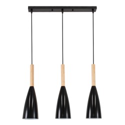 GLOBOSTAR® DILLON 00630 Μοντέρνο Κρεμαστό Φωτιστικό Οροφής με Ντουί 3 x E27 AC 220-240V IP20 - Μαύρο & Μπεζ - Μ54 x Π14 x Υ130cm
