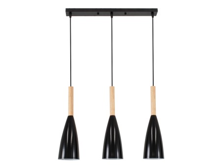 GLOBOSTAR® DILLON 00630 Μοντέρνο Κρεμαστό Φωτιστικό Οροφής με Ντουί 3 x E27 AC 220-240V IP20 - Μαύρο & Μπεζ - Μ54 x Π14 x Υ130cm