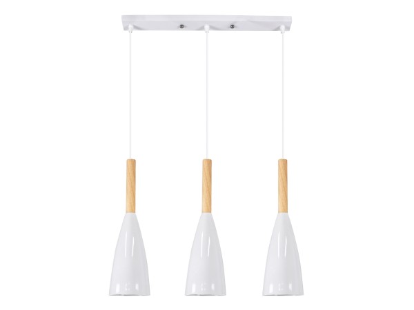 GLOBOSTAR® DILLON 00631 Μοντέρνο Κρεμαστό Φωτιστικό Οροφής με Ντουί 3 x E27 AC 220-240V IP20 - Λευκό & Μπεζ - Μ54 x Π14 x Υ130cm