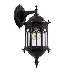 GLOBOSTAR® DARCY 00657 Vintage Φωτιστικό Τοίχου - Απλίκα με Ντουί 1 x E27 AC 220-240V IP20 - Μαύρο - Μ15.5 x Π15.5 x Υ34.5cm