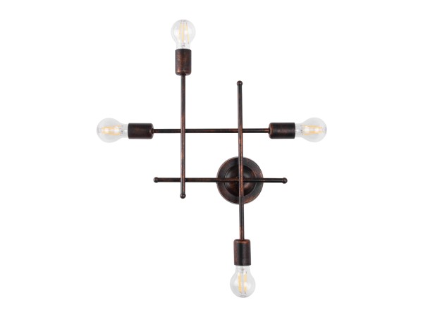 GLOBOSTAR® PIPING 00662 Vintage Φωτιστικό Τοίχου - Απλίκα με Ντουί 4 x E27 AC 220-240V IP20 - Χάλκινο - Μ40 x Π9 x Υ52cm