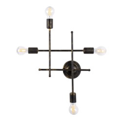 GLOBOSTAR® PIPING 00663 Vintage Φωτιστικό Τοίχου - Απλίκα με Ντουί 4 x E27 AC 220-240V IP20 - Μπρούτζινο - Μ40 x Π9 x Υ52cm