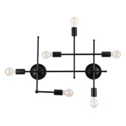 GLOBOSTAR® PIPING 00664-1 Vintage Φωτιστικό Οροφής με Ντουί 6 x E27 AC 220-240V IP20 - Μαύρο - Μ66 x Π9.5 x Υ49cm