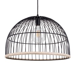 GLOBOSTAR® NEVIS 00681 Μοντέρνο Κρεμαστό Φωτιστικό Οροφής με Ντουί 1 x E27 AC 220-240V IP20 - Μαύρο & Μπεζ - Μ49 x Π49 x Υ34.5cm
