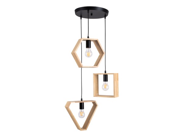 GLOBOSTAR® ELISE 00683 Μοντέρνο Κρεμαστό Φωτιστικό Οροφής με Ντουί 3 x E27 AC 220-240V IP20 - Μπεζ & Μαύρο - Μ55 x Π55 x Υ130cm