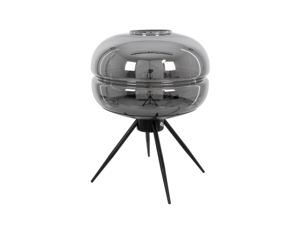 GLOBOSTAR® JAVAN 00738 Μοντέρνο Επιτραπέζιο Φωτιστικό Πορτατίφ με Ντουί 1 x E27 AC 220-240V IP20 - Μαύρο Φιμέ & Μαύρο - Μ30 x Π30 x Y40cm