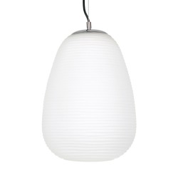 GLOBOSTAR® FREYA 00745 Μοντέρνο Κρεμαστό Φωτιστικό Οροφής με Ντουί 1 x E27 AC 220-240V IP20 - Λευκό & Ασημί - Μ24 x Π24 x Υ35cm
