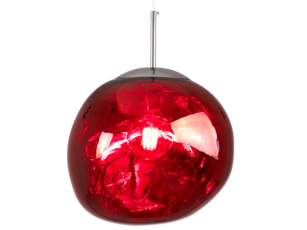 GLOBOSTAR® DIXAR 00763 Μοντέρνο Κρεμαστό Φωτιστικό Οροφής με Ντουί 1 x E27 AC 220-240V IP20 - Κόκκινο & Ασημί - Μ36 x Π36 x Υ45cm