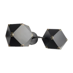 GLOBOSTAR® WELLES 00795 Μοντέρνο Φωτιστικό Τοίχου - Απλίκα με Ντουί 2 x E14 AC 220-240V IP20 - Μαύρο - Μ52 x Π21 x Υ17cm