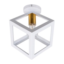 GLOBOSTAR® CUBE 00800 Μοντέρνο Φωτιστικό Οροφής με Ντουί 1 x E27 AC 220-240V IP20 - Λευκό & Χρυσό - Μ25 x Π25 x Υ25cm