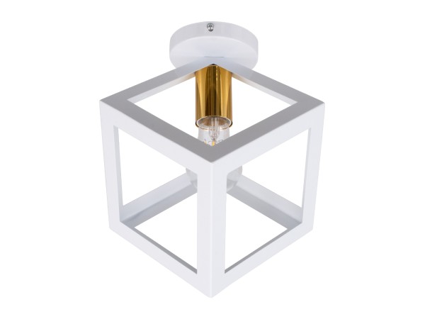 GLOBOSTAR® CUBE 00800 Μοντέρνο Φωτιστικό Οροφής με Ντουί 1 x E27 AC 220-240V IP20 - Λευκό & Χρυσό - Μ25 x Π25 x Υ25cm