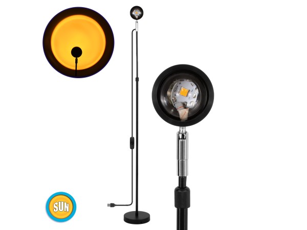 GloboStar® 00819 Μοντέρνο Minimal Επιδαπέδιο Φωτιστικό Μεταλλικό Μονόφωτο LED 12W DC 5V με Projector LENS Ειδικού Εφέ & Καλώδιο Τροφοδοσίας USB Rotation Head 180° SUN