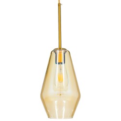 GLOBOSTAR® AMARIS 00871 Μοντέρνο Κρεμαστό Φωτιστικό Οροφής με Ντουί 1 x E27 AC 220-240V IP20 - Χρυσό Πλατίνα & Μελί - Μ17 x Π17 x Υ30cm