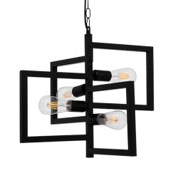 GLOBOSTAR® LOOP 00904 Μοντέρνο Κρεμαστό Φωτιστικό Οροφής με Ντουί 4 x E27 AC 220-240V IP20 - Μαύρο - Μ52 x Π52 x Υ42cm